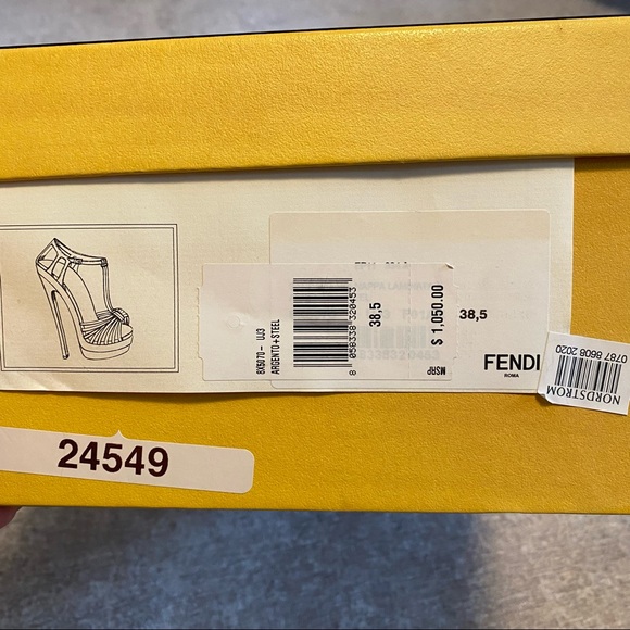 Fendi Silver Metallic T-strap Argento Sandal Pumps - Picture 15 of 15